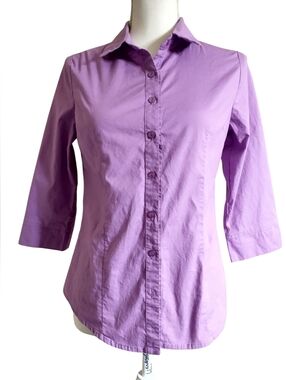 Lilac Button-Front Women's Shirt